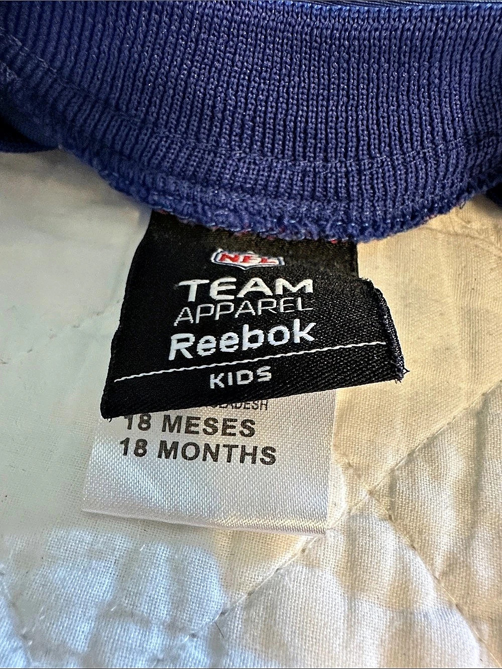 Reebok New York Giants NFL Team Apparel Kids Jersey Baby 18 Months Blue & White - Picture 3 of 3